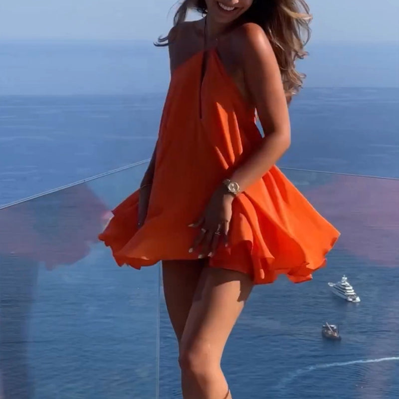 Sexy rückenfreies plissiertes Trägerkleid für Frauen