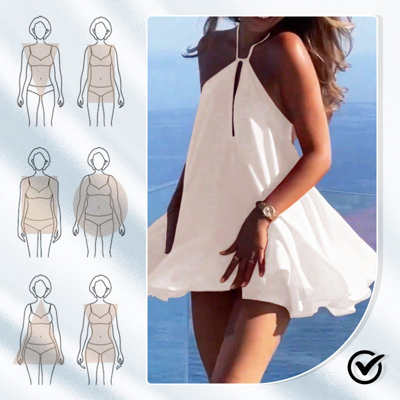 Sexy rückenfreies plissiertes Trägerkleid für Frauen