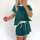 Modisches zweiteiliges Set aus Kurzarmtop und Shorts mit Farbblockdesign für Damen