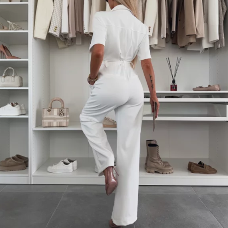 Button-Down-Jumpsuit mit Taillenband für Damen