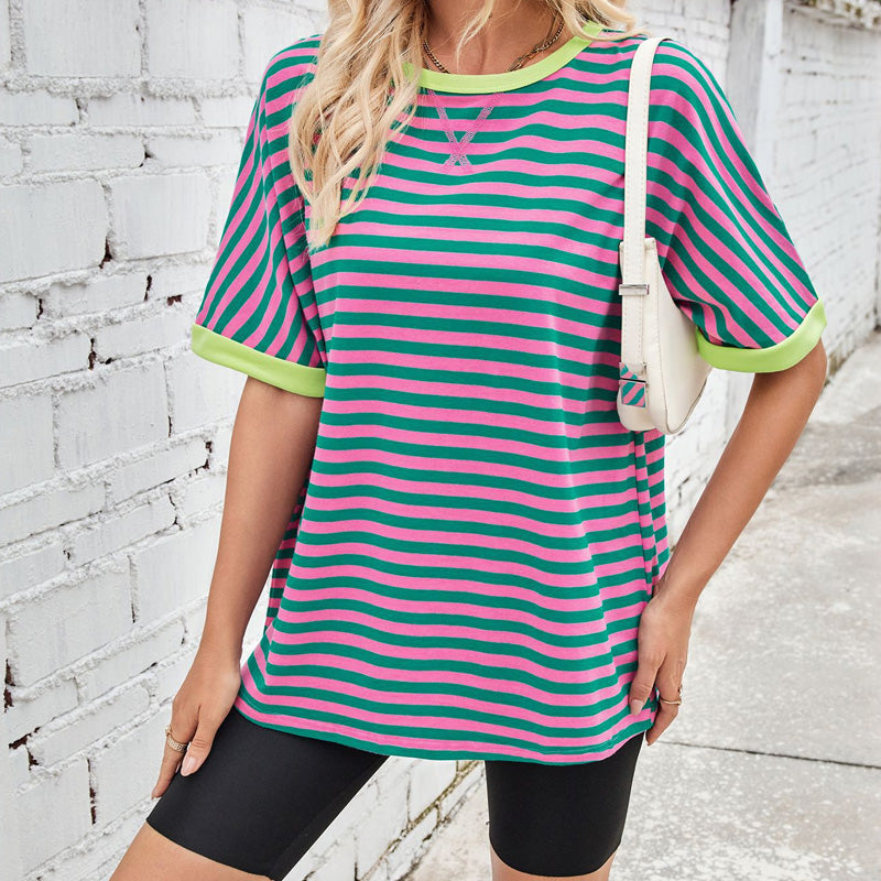 Gestreiftes Damen-T-Shirt mit entspannter Passform