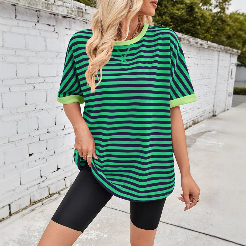 Gestreiftes Damen-T-Shirt mit entspannter Passform