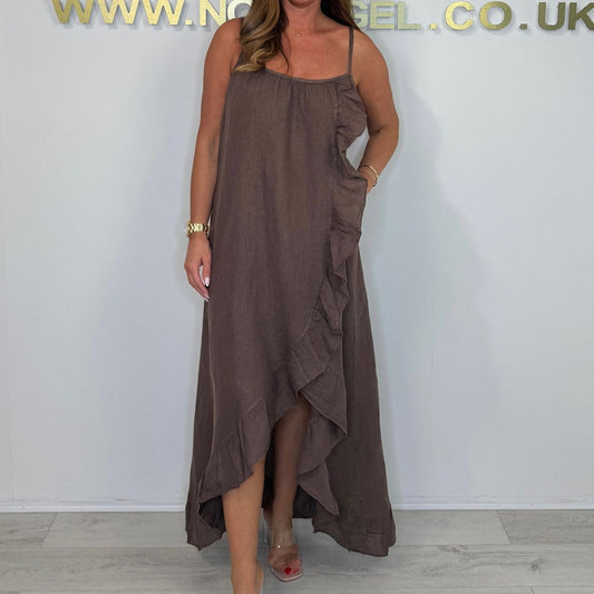 🌸Damenkleid mit Spaghettiträgern  Saum🌈