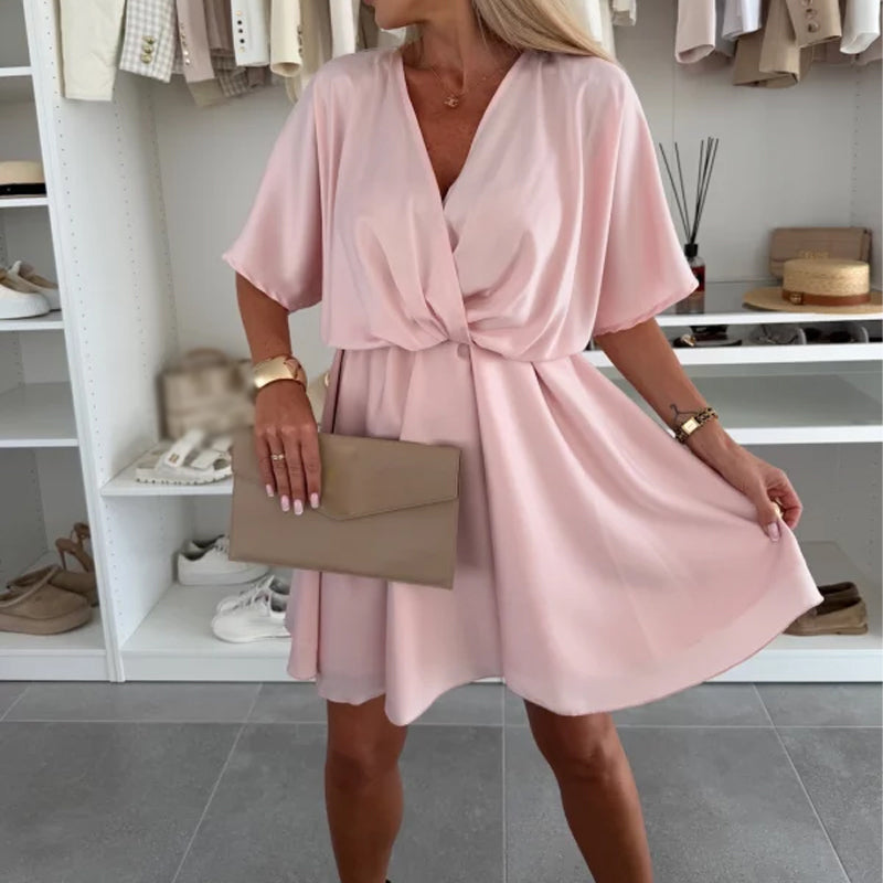 🌸Kleid mit V-Ausschnitt und asymmetrischem Saum🌈