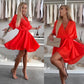 🌸Kleid mit V-Ausschnitt und asymmetrischem Saum🌈