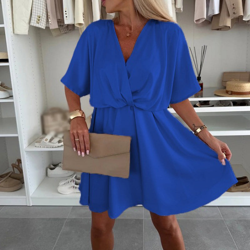 🌸Kleid mit V-Ausschnitt und asymmetrischem Saum🌈