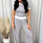 Geripptes Damen-Lounge-Set mit Crop-Top und weit geschnittener Hose