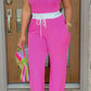 Geripptes Damen-Lounge-Set mit Crop-Top und weit geschnittener Hose