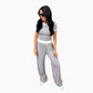 Geripptes Damen-Lounge-Set mit Crop-Top und weit geschnittener Hose