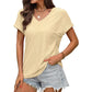 Damen T-Shirt mit V-Ausschnitt, hohl, einfarbig, bequem, atmungsaktiv
