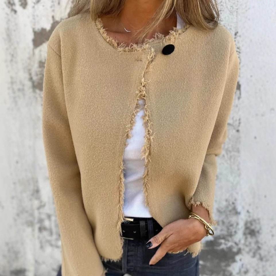Lässige Strickjacke mit offener Vorderseite für Frauen