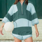 Zweiteiliges Set aus gestreiftem Oberteil und Shorts mit halbem Reißverschluss für Damen