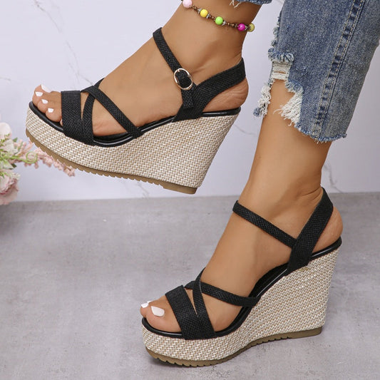 👡Offene Keilsandalen für Damen mit Schnallenriemen👡