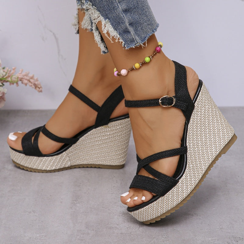 👡Offene Keilsandalen für Damen mit Schnallenriemen👡