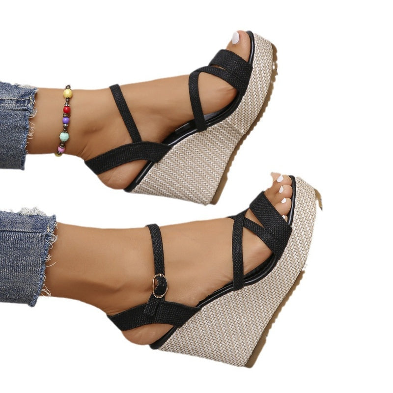 👡Offene Keilsandalen für Damen mit Schnallenriemen👡