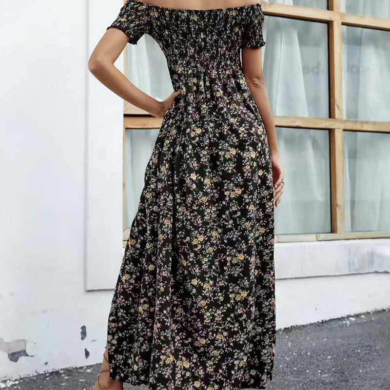 Elegantes, schulterfreies Kleid mit Blumenmuster für Damen