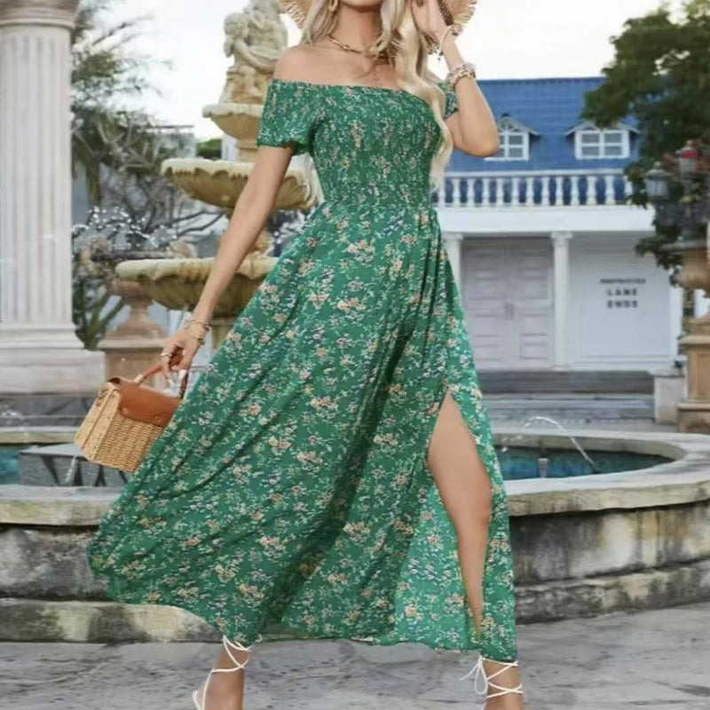 Elegantes, schulterfreies Kleid mit Blumenmuster für Damen