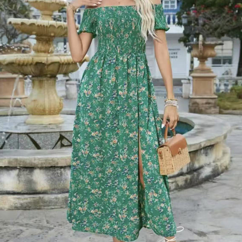 Elegantes, schulterfreies Kleid mit Blumenmuster für Damen