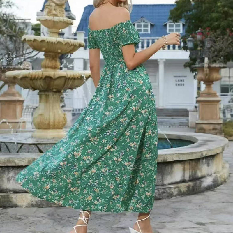 Elegantes, schulterfreies Kleid mit Blumenmuster für Damen