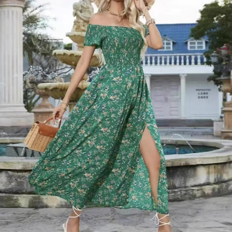 Elegantes, schulterfreies Kleid mit Blumenmuster für Damen