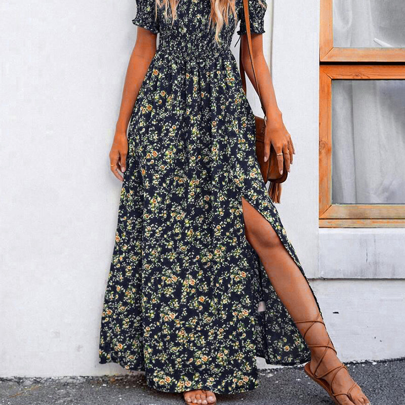 Elegantes, schulterfreies Kleid mit Blumenmuster für Damen