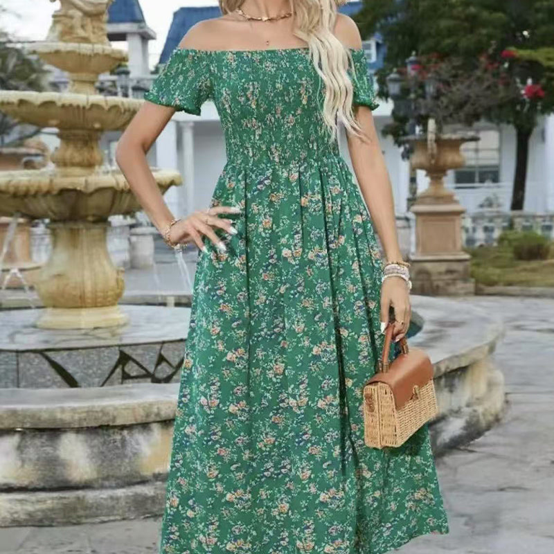 Elegantes, schulterfreies Kleid mit Blumenmuster für Damen