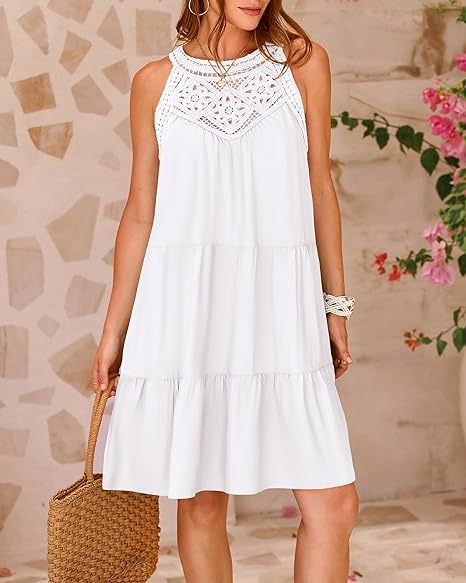 Damen Sommer Hollow Out Halter Kleid