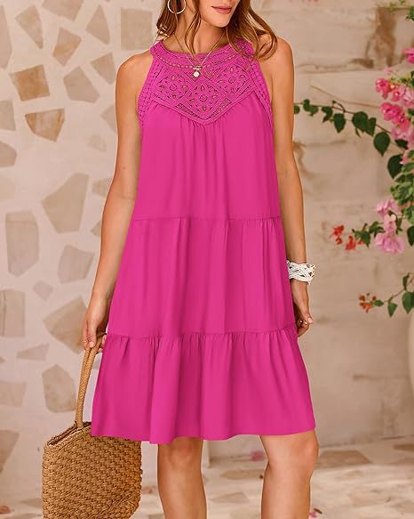Damen Sommer Hollow Out Halter Kleid