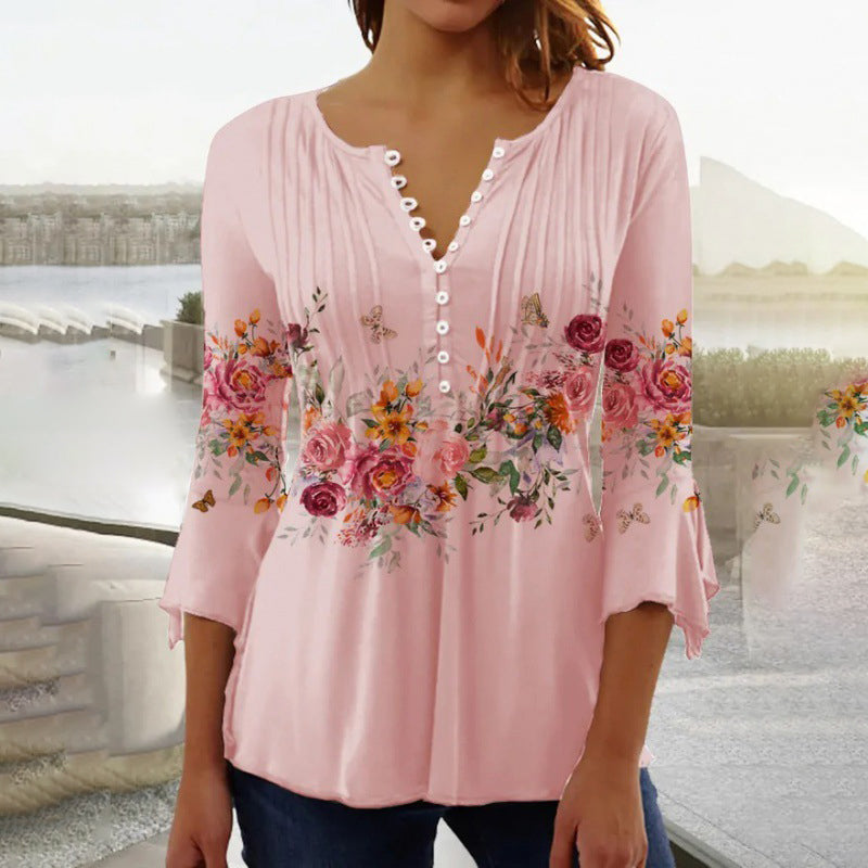 🔥Neue Top-Seller 2025🔥 Damen-Knopfbluse mit Druckmuster (2er-Kauf =kostenlose Lieferung)!