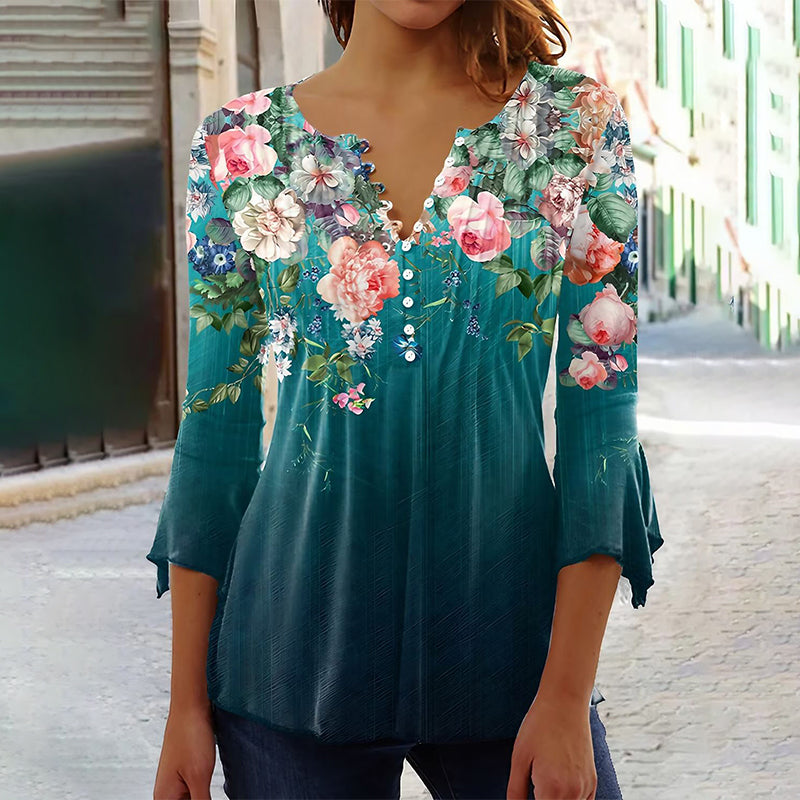 🔥Neue Top-Seller 2025🔥 Damen-Knopfbluse mit Druckmuster (2er-Kauf =kostenlose Lieferung)!