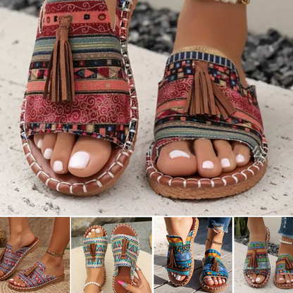 Damen-Sandalen mit Boho-Print