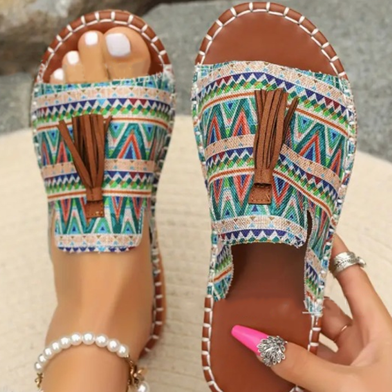 Damen-Sandalen mit Boho-Print