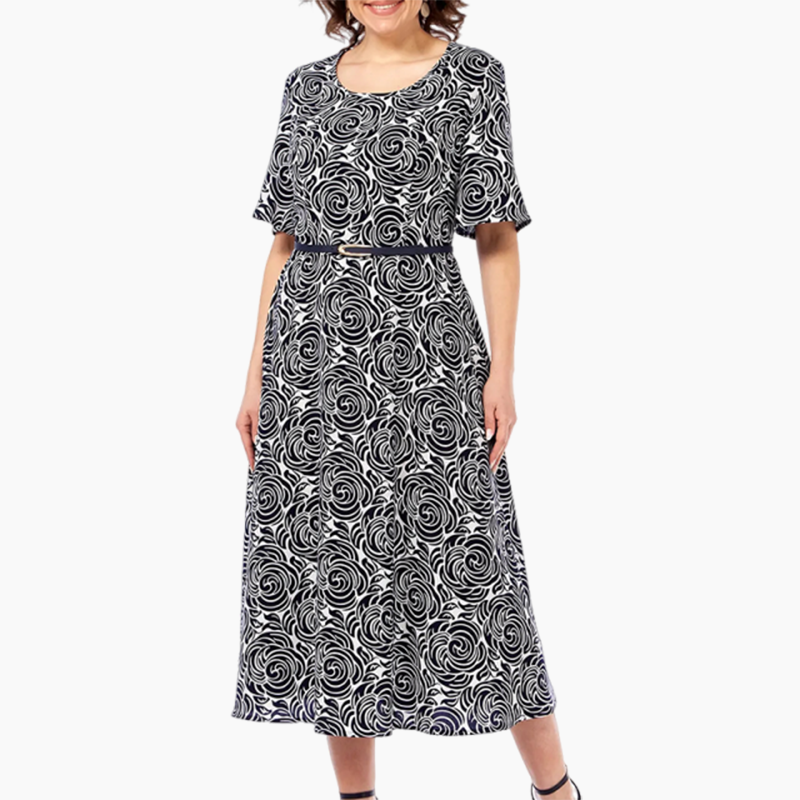 🌸Sommer-Hot-Sale - 50% Rabatt🌸2025 Elegantes Maxikleid mit Gürtel und Print