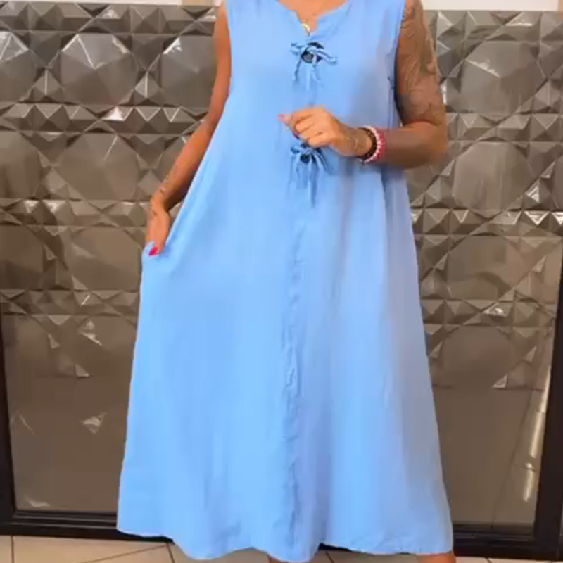 Damen lockeres ärmelloses Kleid