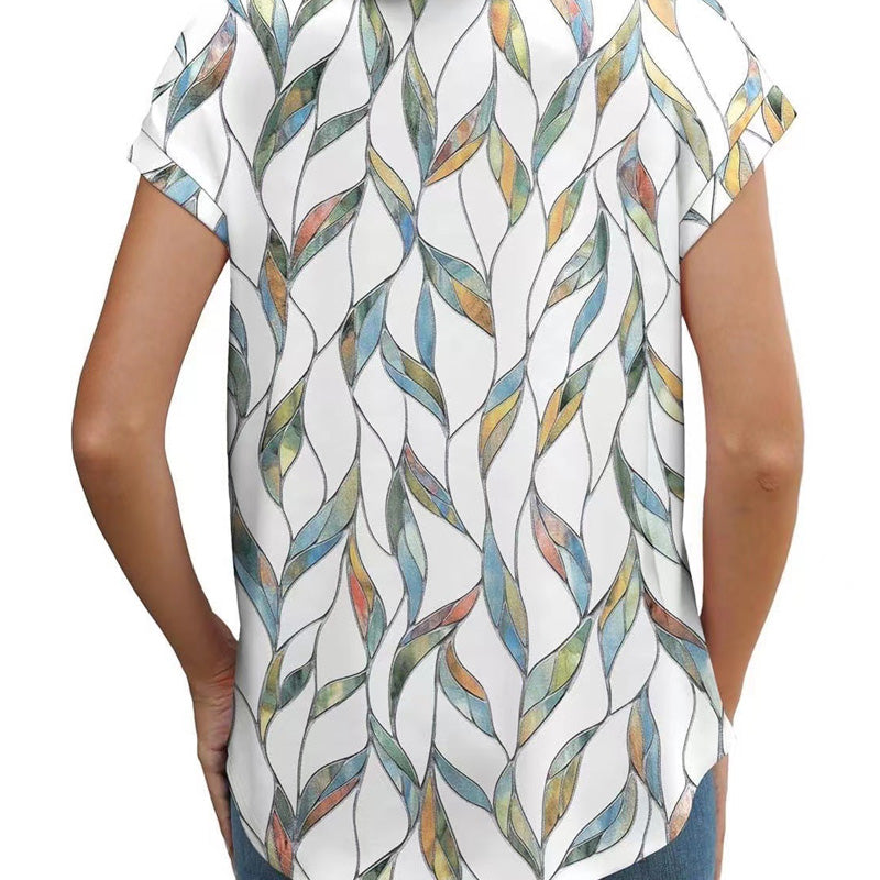 Modisches bedrucktes T-Shirt mit Rundhalsausschnitt und kurzen Ärmeln für Damen