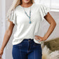Lässiges Kurzarm-Top mit Rundhalsausschnitt und Rüschen