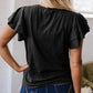 Lässiges Kurzarm-Top mit Rundhalsausschnitt und Rüschen