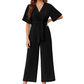 Eleganter Jumpsuit mit V-Ausschnitt und weitem Bein und Bindegürtel für Damen