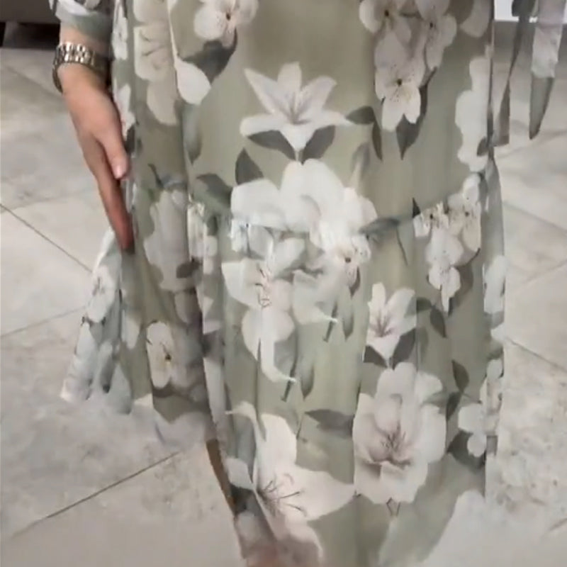 Lässiges, lockeres Kleid mit V-Ausschnitt und modischem Print für Damen