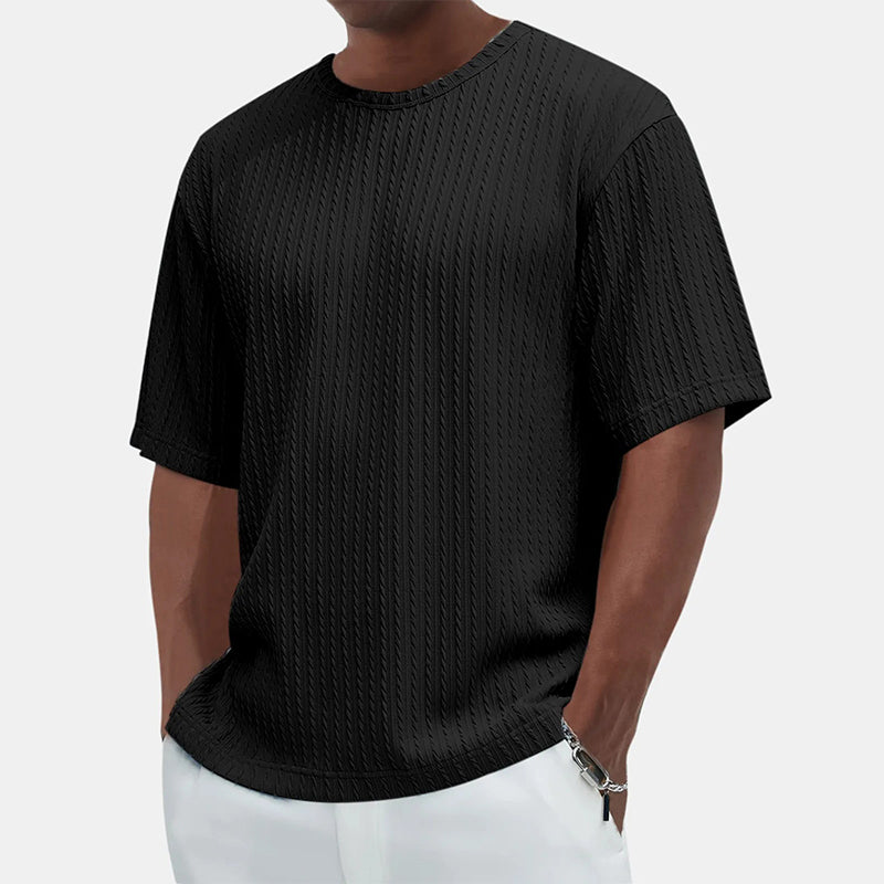 Lässiges, vielseitiges, strukturiertes T-Shirt mit Rundhalsausschnitt für Herren