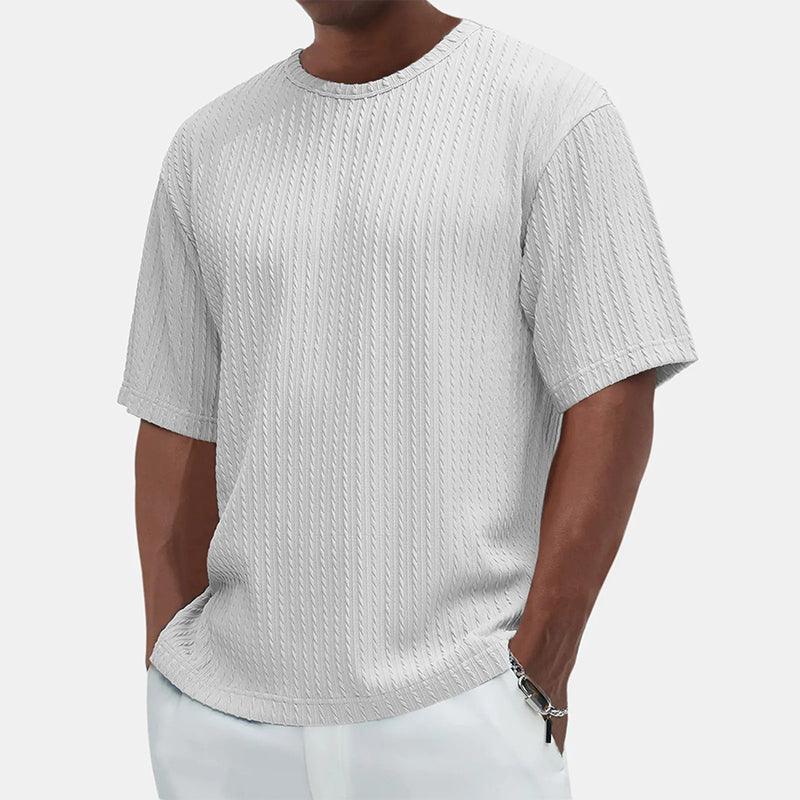 Lässiges, vielseitiges, strukturiertes T-Shirt mit Rundhalsausschnitt für Herren