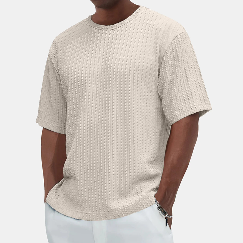 Lässiges, vielseitiges, strukturiertes T-Shirt mit Rundhalsausschnitt für Herren