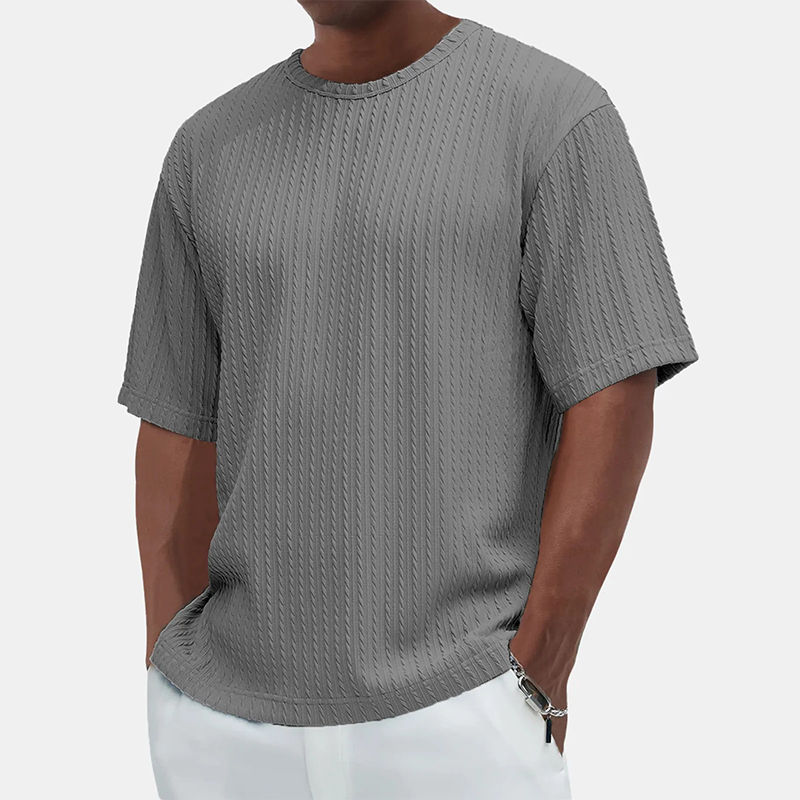 Lässiges, vielseitiges, strukturiertes T-Shirt mit Rundhalsausschnitt für Herren