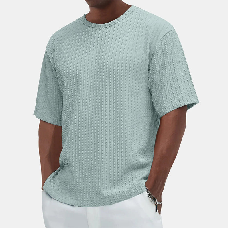Lässiges, vielseitiges, strukturiertes T-Shirt mit Rundhalsausschnitt für Herren