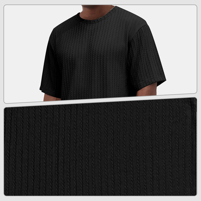 Lässiges, vielseitiges, strukturiertes T-Shirt mit Rundhalsausschnitt für Herren