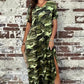 T-Shirt-Maxikleid mit Camouflage-Druck für Frauen