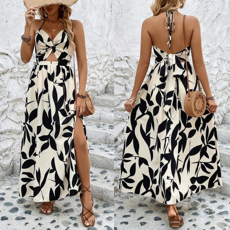 ⏳ Begrenzte Zeit 50% Rabatt! 💥Elegantes, sexy Neckholder-Kleid mit Blumendruck für Damen