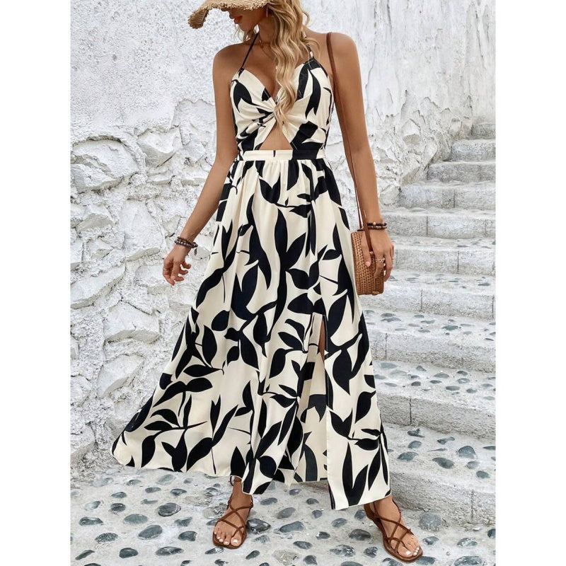⏳ Begrenzte Zeit 50% Rabatt! 💥Elegantes, sexy Neckholder-Kleid mit Blumendruck für Damen