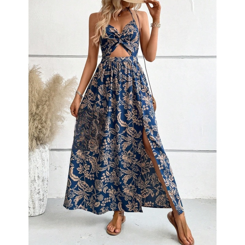 ⏳ Begrenzte Zeit 50% Rabatt! 💥Elegantes, sexy Neckholder-Kleid mit Blumendruck für Damen