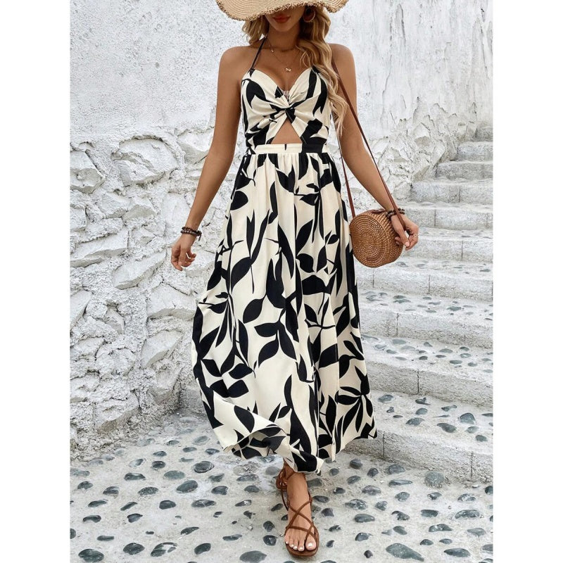 ⏳ Begrenzte Zeit 50% Rabatt! 💥Elegantes, sexy Neckholder-Kleid mit Blumendruck für Damen